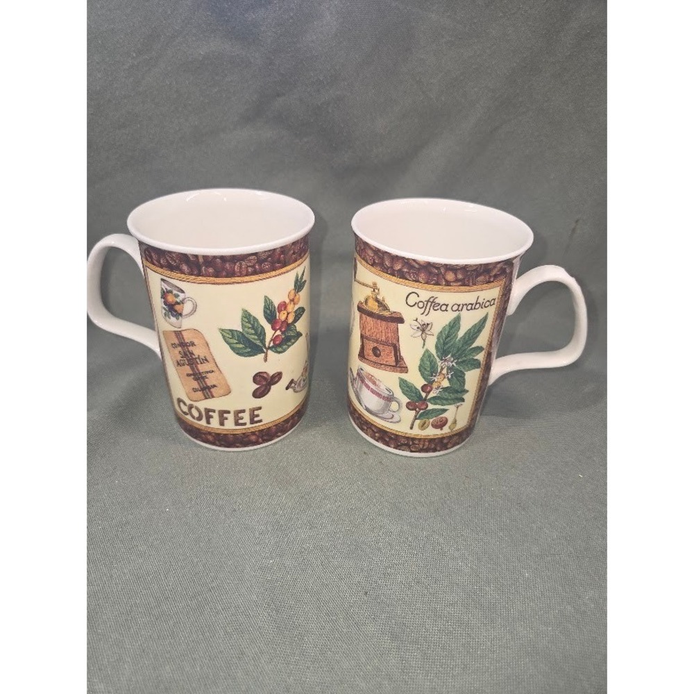 Elegance Fine Bone China Coffee Mugs Set of 2 Made in England 1997 Brazil